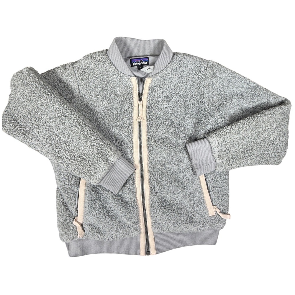 Patagonia Bomber Jacket Womens Medium Drift Grey Full Zip High Pile Fleece 25240